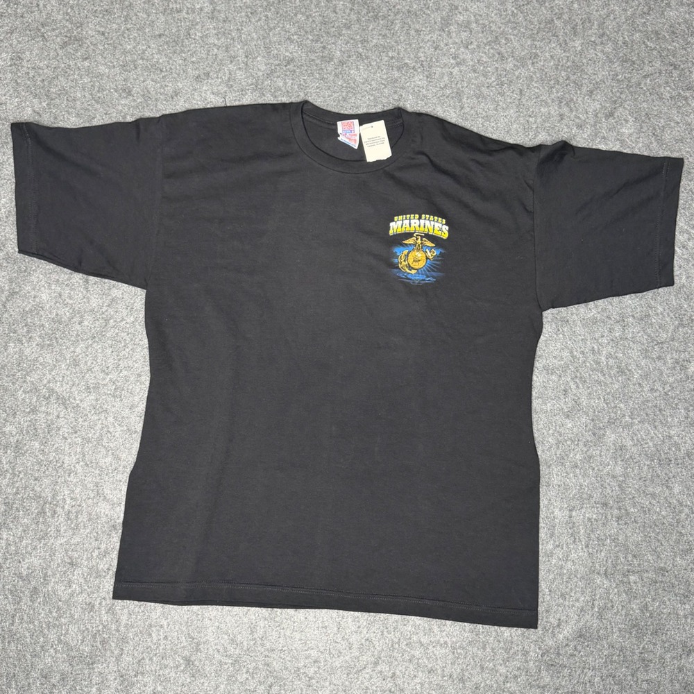 Bayside US Marines Semper Fi T-Shirt Mens XL Black Graphic Tee American Made NWT